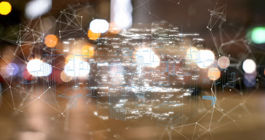 Node lines causing data points spinning into sphere forming shield lock with fingerprints to secure. Cybersecurity, digital, technology, protection, innovation, network, cyber