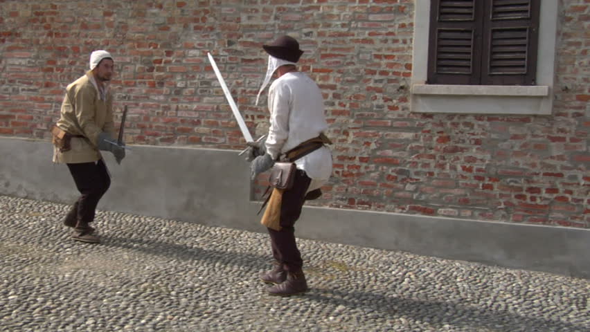 SONCINO, ITALY - april 2013: Sword duel during Soncino Fantasy Festival, an