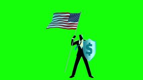 Businessman Holding American Flag and Dollar Shield, USA finance protection concept animation. - Powered by Shutterstock - Get 15% off with code: PIKWIZARD15
