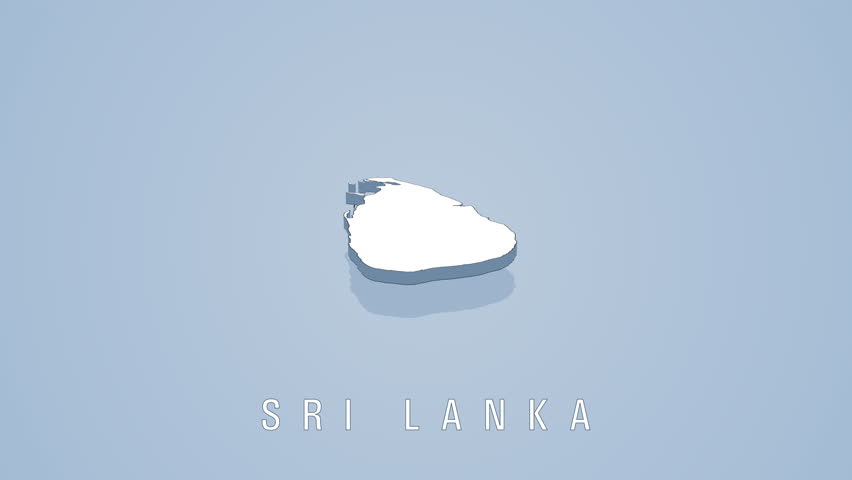 Clean isometric 3D map of Sri Lanka with white landform on a light blue background, rendered with subtle depth and soft shading for elegant geographic representation