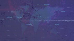 Horizontal data trace pulsating triggers 3D globe forming and rotating to show global data trends. Geospatial, analytics, futuristic, digital, technology, interface, visualization - Powered by Shutterstock - Get 15% off with code: PIKWIZARD15