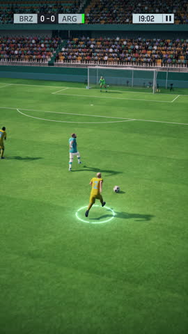 This fake game video shows a defensive coordination clip in stormy match visuals from top-down vertical camera. Tailored for sports fans who love virtual football and immersive mobile simulation.