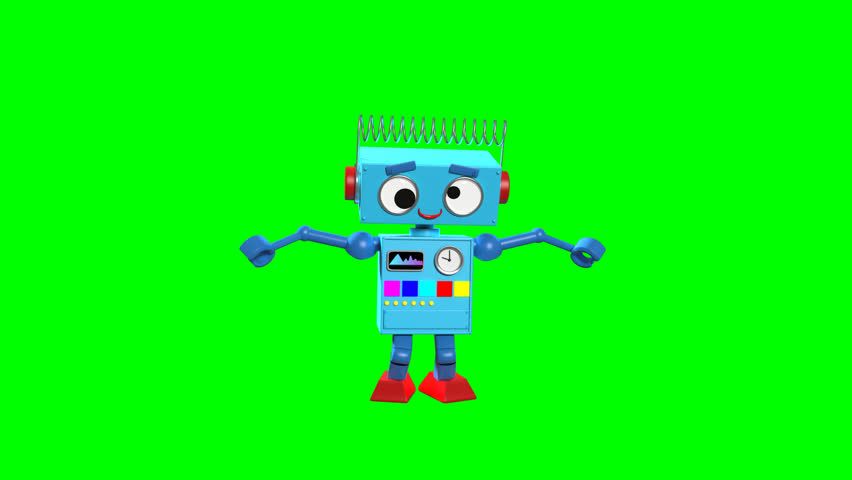 3D Green Screen Robochi Sliding In with Funny Face – Perfect for Creative Digital Assets  Robochi the robot slides in with a hilarious face on a transparent background, ideal for funny digital conten