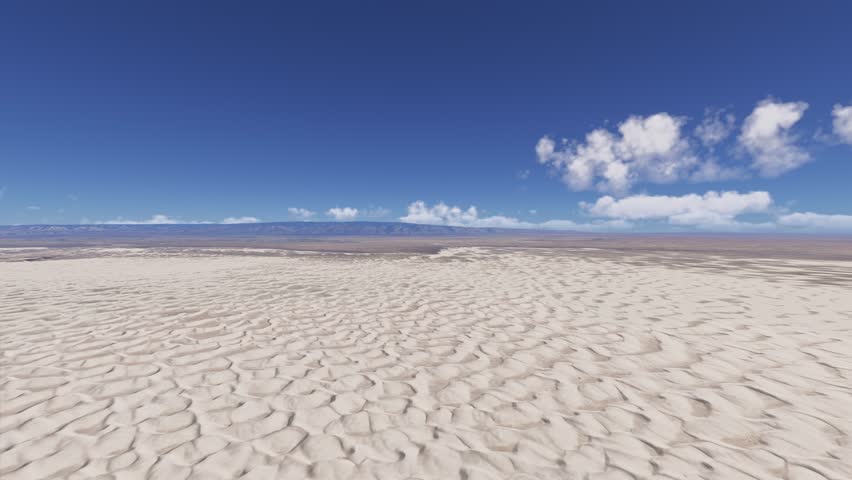 3D - Side aerial view of White Sands National Park in New Mexico. United States