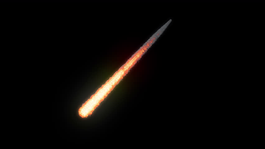 Meteor Hit with Alpha Channel. Asteroid Falling. Meteoroid Strike. Comet Hit. Meteorite Flying in the Sky. Fireball Animation. Meteor VFX. Transparent Background