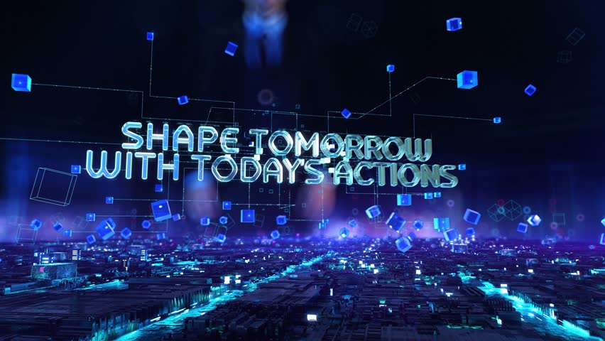 Shape Tomorrow with Today's Actions- businessman working with virtual reality at office.
