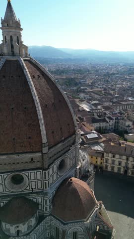 Florence Cathedral duomo Santa Maria del Fiore aerial drone Italy vertical video landmark