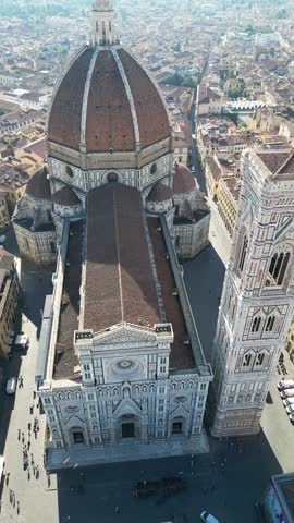 Cathedral Santa Maria del Fiore Florence dome aerial drone Italy vertical video landmark