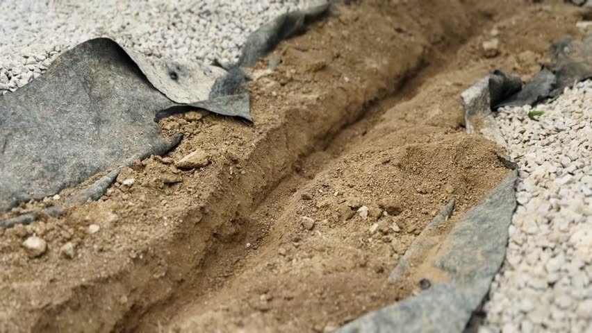 Garden Trench for Laying Underground Cables.