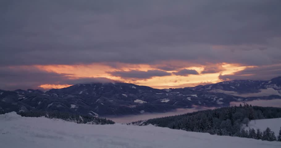 sundown, view, Austria, winter, snow, sunset, nature, cold, scenic, landscape, serene, hills, sky, natural beauty, outdoor, peaceful, sunlight, mountains, dusk, frozen, travel, tourism, golden hour.