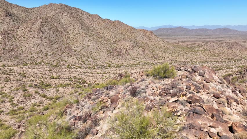 Aerial view of desert landscape, United States.
