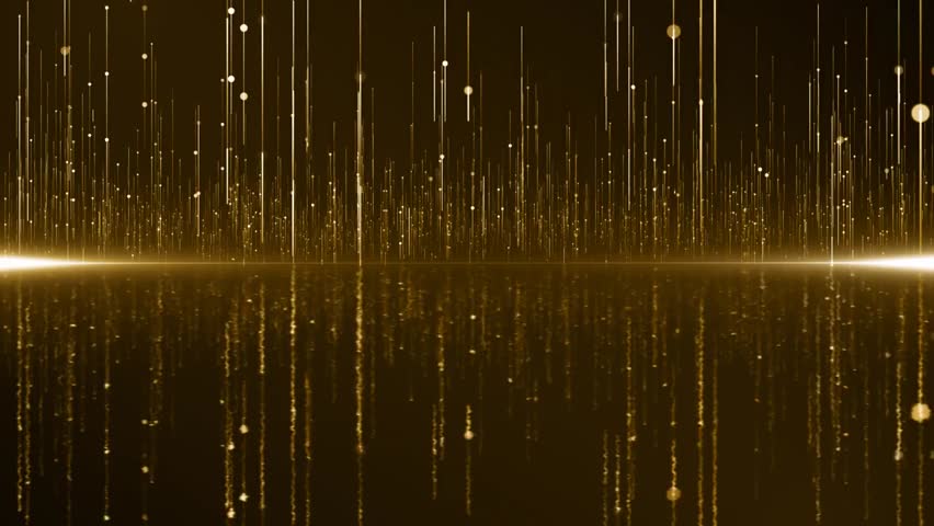 Cinematic gold particle animation for event awards, trailer titles, or concert stage backgrounds, adding luxury and elegance to any production.

