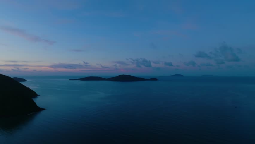Aerial view of islands in ocean, Thailand.