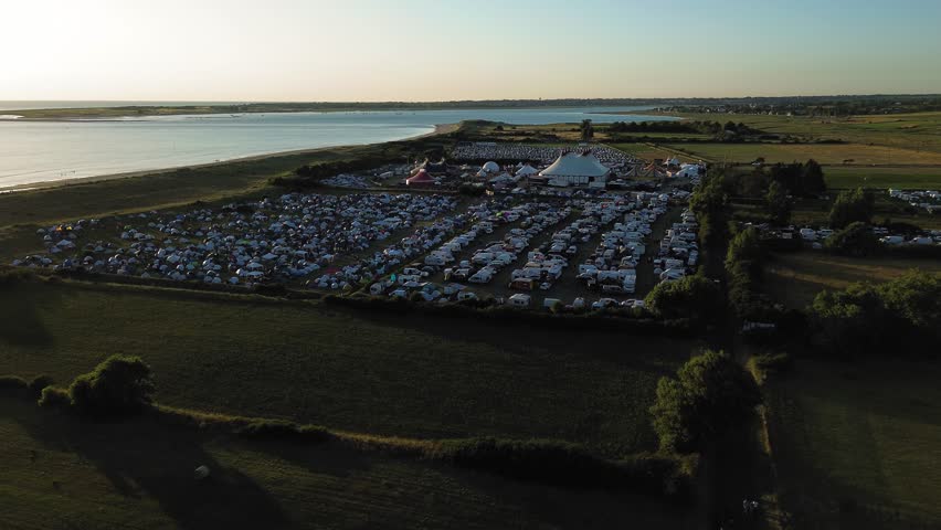 Aerial view of Chauffer dans la noirceur festival in mortmartin-sur-mer
