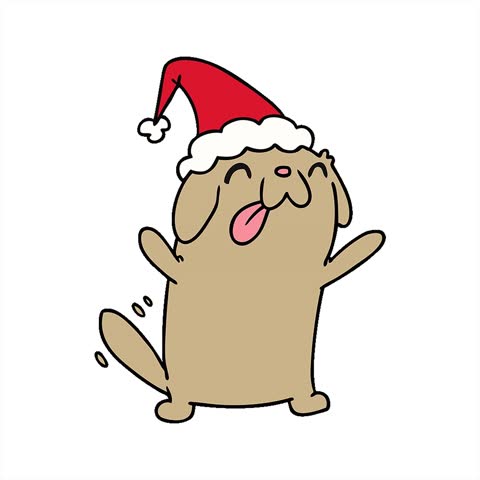 hand drawn christmas cartoon of kawaii dog