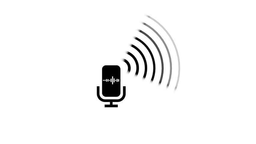 Minimalist Microphone Icon with Sound Waves, symbolizing audio recording or broadcasting