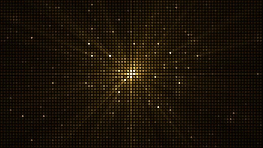Flashing golden LED lights party background. Glowing disco video wall animation. Full HD and looping warm glittering gold LEDs motion background. 