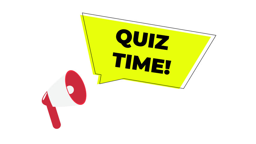 Quiz time text with megaphone animation on white background for School or Media. 4k
