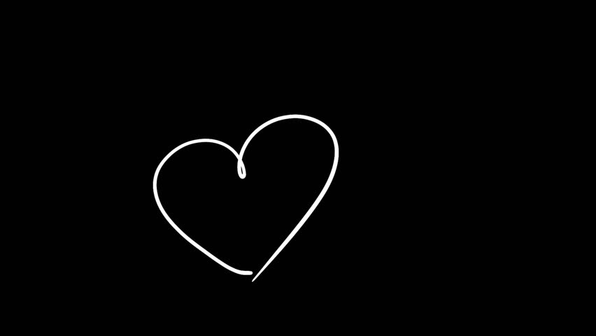 Hand drawn heart sign on black background