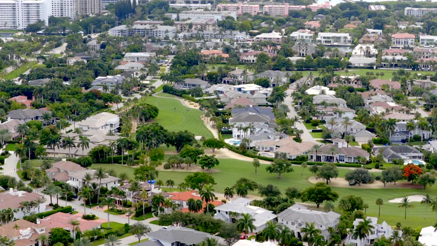 Boca Raton Florida luxury homes on golf courses shot with telephoto lens