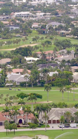 Vertical aerial video luxury homes Boca Raton Florida USA