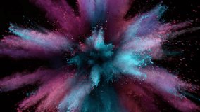 Super Slow Motion Shot of Color Powder Explosion Isolated on Black Background . Filmed on High Speed Cinematic Camera at 1000 fps - Powered by Shutterstock - Get 15% off with code: PIKWIZARD15