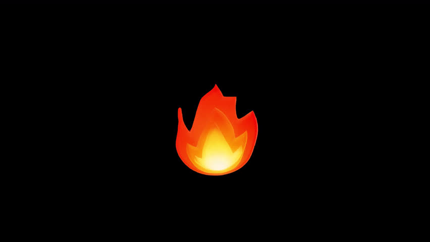 Fire Emoji Animated on Alpha channel, transparent background. Loop animation. 3D