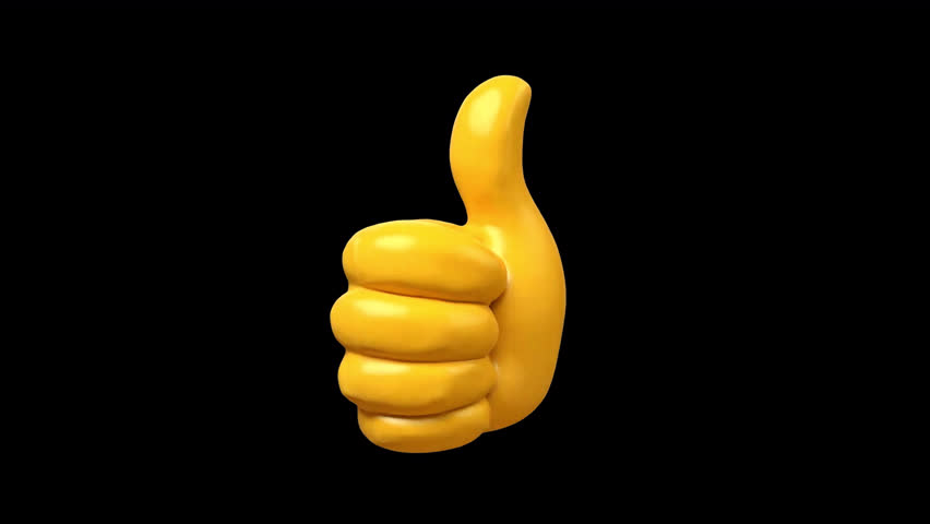 Thumbs Up Emoji Animated on a Transparent Background. Loop Animation with Alpha Channel. 3D like icon