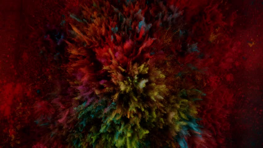 Super Slow Motion Shot of Color Powder Explosion Isolated on Black Background . Filmed on High Speed Cinematic Camera at 1000 fps
