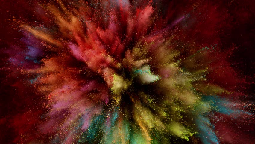 Super Slow Motion Shot of Color Powder Explosion Isolated on Black Background . Filmed on High Speed Cinematic Camera at 1000 fps