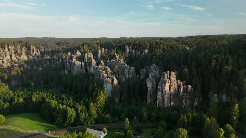 Aerial View of Teplice Rocks in Adrspach Teplice Mountain Park, Bohemia, Czech Republic