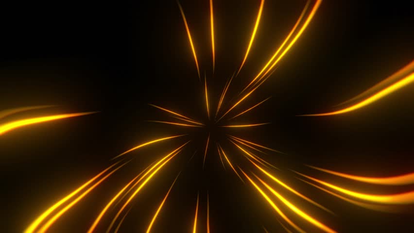Gold Light Streaks VFX – Straight Energy Trails Toward Center – Vortex Overlay Effect Animation	