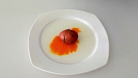 Broken brown egg on plate with yolk - Powered by Shutterstock - Get 15% off with code: PIKWIZARD15