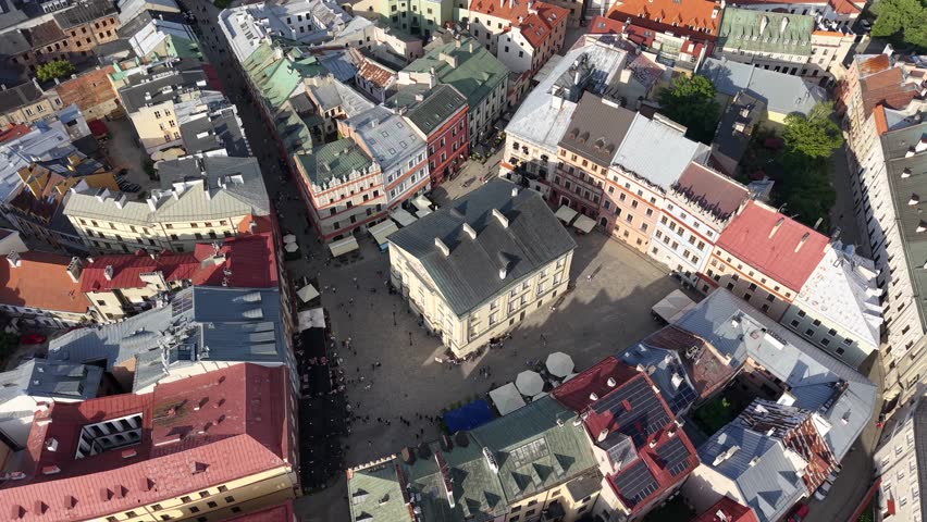 Aerial view of Market Square (Rynek) in Lublin, Poland