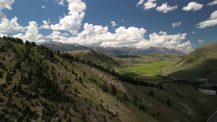 Aerial of Bridger Teton Mountains in summer in Jackson Wyoming