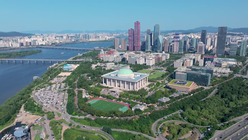 Aerial View Youido Hangang River Seoul City South Korea