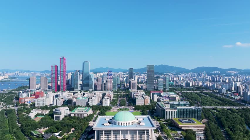 Aerial View Youido Hangang River Seoul City South Korea
