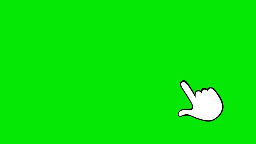 video animation drawing black and white icon hand push touch screen icon concept, on a green chroma key background