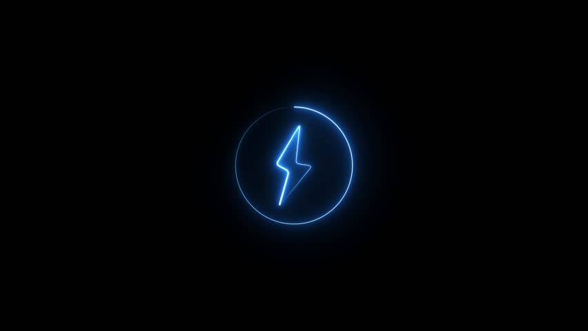 Bolt icon in circle. Outline charging battery icon, with editable stroke. Battery with lightning sign and charging circle, wireless electric charger. electric sign and symbol. power icon. energy sign