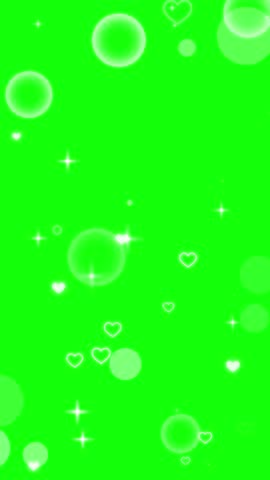 Romantic Heart and Bubble Particles Overlay on Green Screen