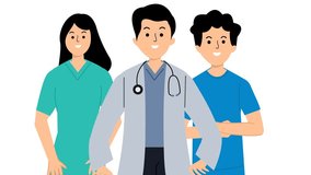 animated cartoon of doctors and nurses. animation of health workers with standing poses. Cartoon healthcare professionals. animated doctors and nurses - Powered by Shutterstock - Get 15% off with code: PIKWIZARD15