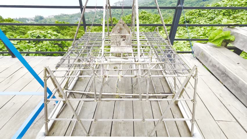 Miniature fish trap bagang building in the sea used by the community.
