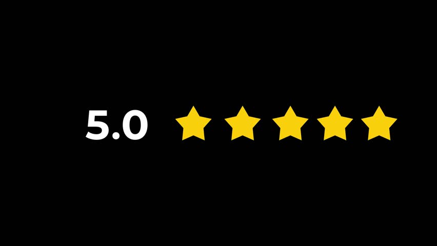Animated 5 Star Rating Black Background, Five Star Customer Review Animation