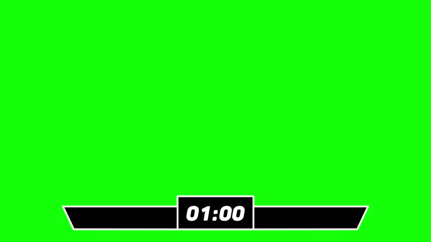 Animated One Minute Timer Bar Green Screen, Lower Third Countdown Timer Overlay