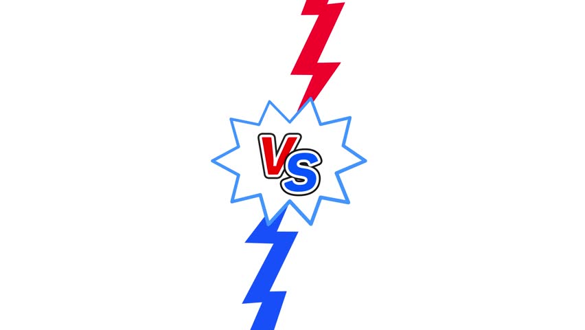 Animated Versus VS with Lightning Bolts on White Background