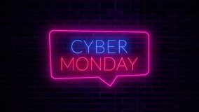 Cyber Monday Neon Sign Animation on Brick Wall Perfect for Online Sale and Marketing Videos - Powered by Shutterstock - Get 15% off with code: PIKWIZARD15
