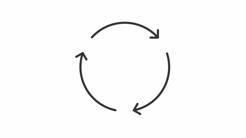 Statistics improvement line animation. Efficiency growth animated icon. Spinning arrows. Graph showing up. Economics, finance. Outline element on white background. HD video with alpha channel
