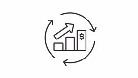 Statistics improvement line animation. Efficiency growth animated icon. Spinning arrows. Graph showing up. Economics, finance. Outline element on white background. HD video with alpha channel - Powered by Shutterstock - Get 15% off with code: PIKWIZARD15