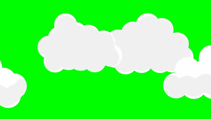 sun with white cloud on green screen. Bright and cheerful weather scene. 
