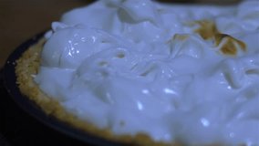Blue flame. Lemon Pie with fluffy meringue being flamed using kitchen torch, close up - Powered by Shutterstock - Get 15% off with code: PIKWIZARD15